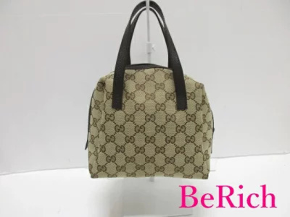 Gucci Handbag Tote Bag GG Brown Canvas Leather
